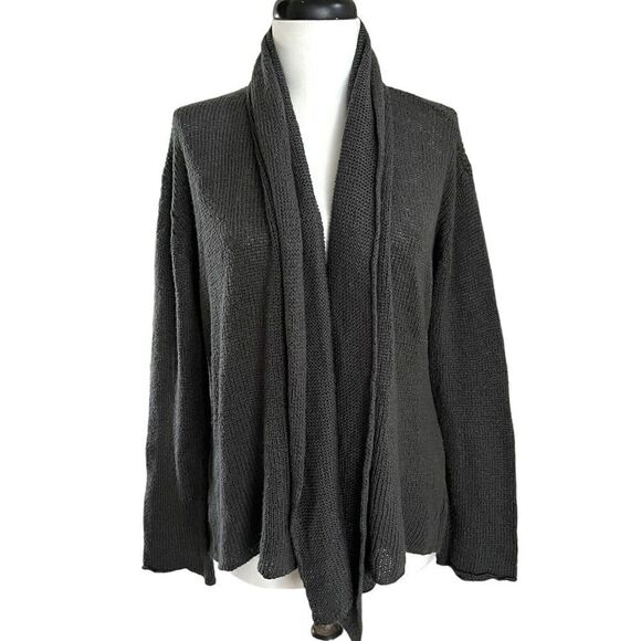 Wooden Ships sweater Mohair Wool Blend Open Front Cardigan Gray Shawl Size S M - Picture 1 of 9